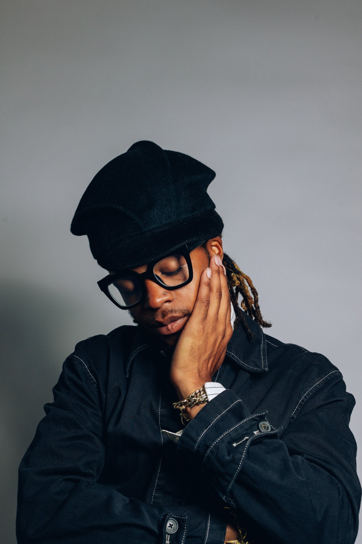 BLACK BERET CAP
