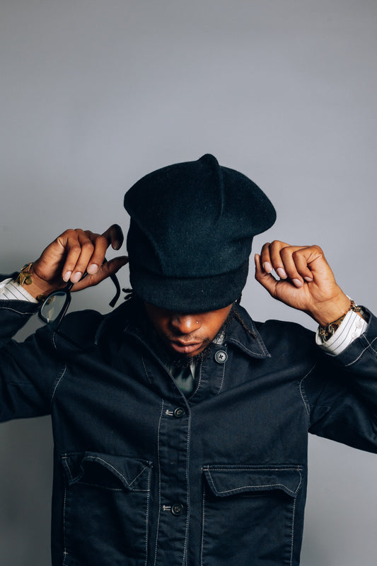 BLACK BERET CAP